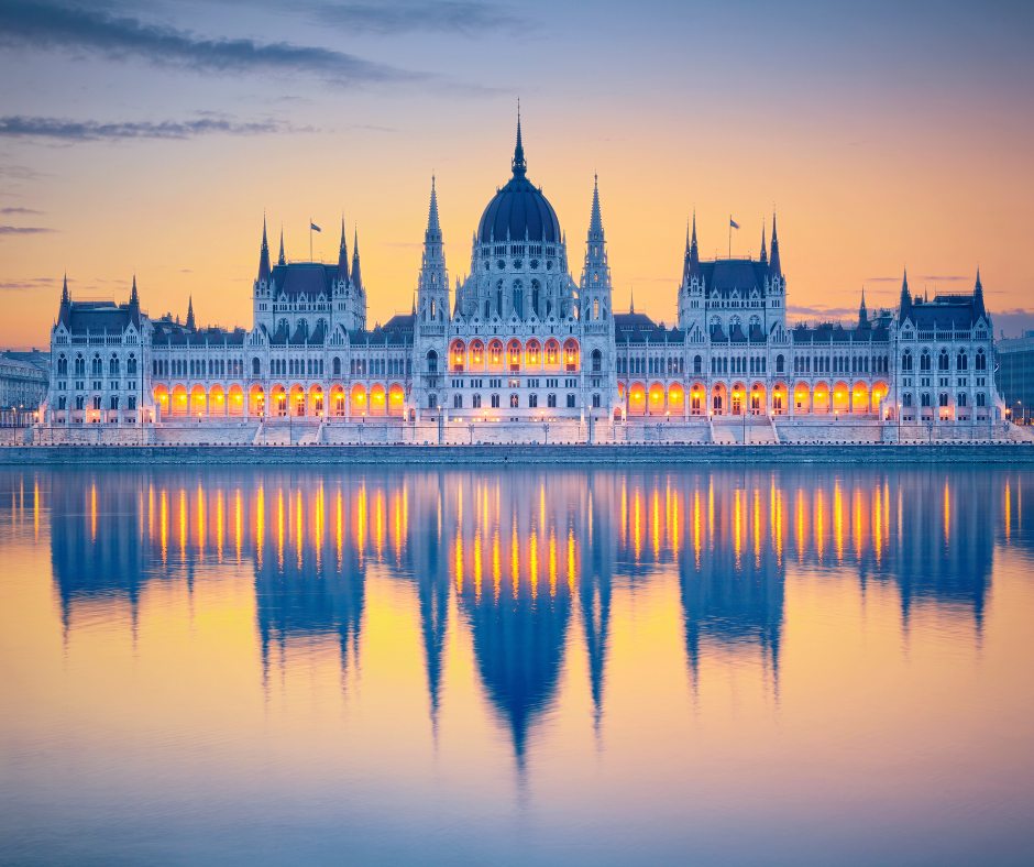 Hungarian Parliament in Budapest at sunset